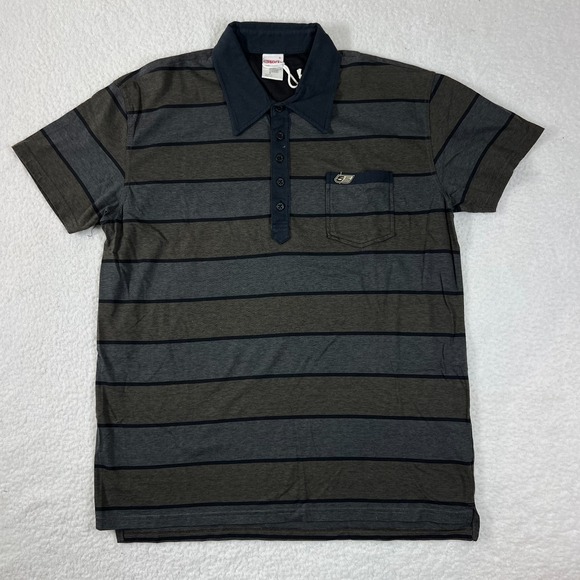 DIESEL 55DSL Polo Shirt Striped Gray Y2K Streetwear Cotton Men's Size XL VTG NWT - Picture 1 of 14